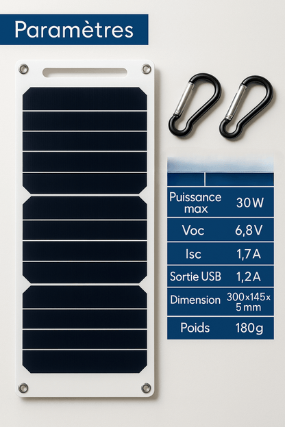 🔋 SolarGo™ – Panneau Solaire USB 30W Étanche – Recharge éco, partout, tout le temps - FaciliCasa