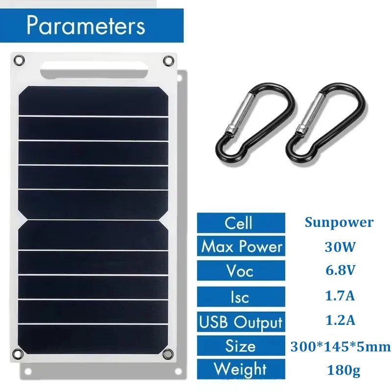 🔋 SolarGo™ – Panneau Solaire USB 30W Étanche – Recharge éco, partout, tout le temps - FaciliCasa