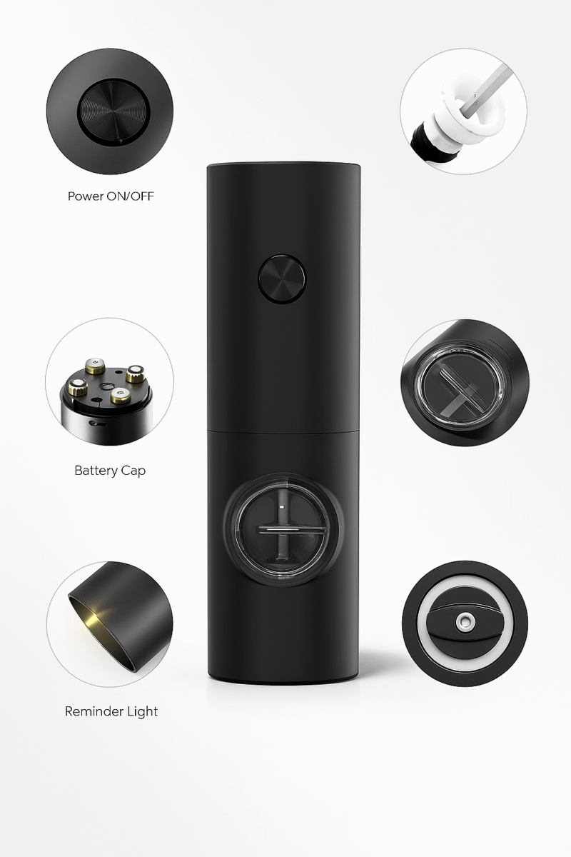 SpicyPro™ – Moulin à épices électrique LED, design premium & mouture ajustable pour une cuisine moderne et sans effort - FaciliCasa