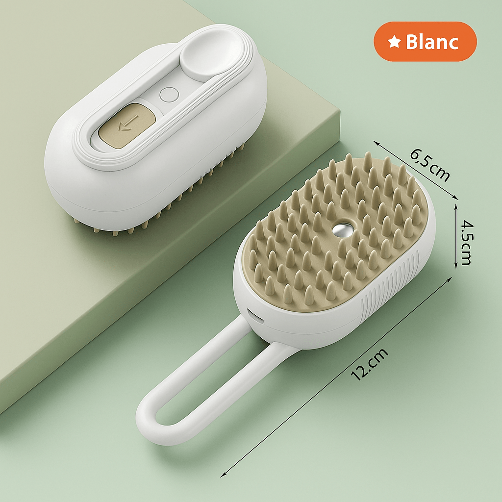 🐶🐱 SteamBrush™ - Brosse électrique 3 - en - 1 pour chiens & chats : toilettage, massage et vapeur nettoyante - FaciliCasa