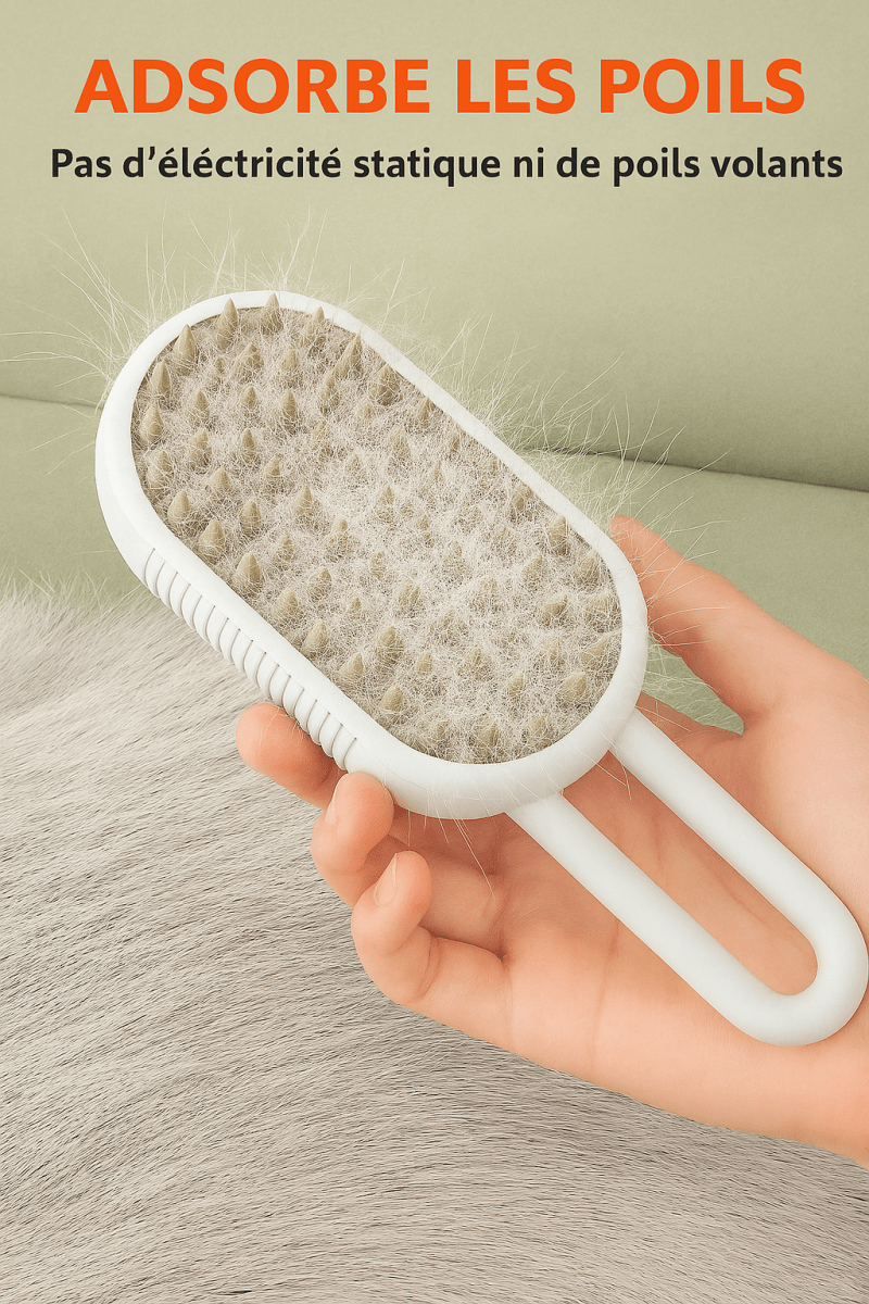 🐶🐱 SteamBrush™ - Brosse électrique 3 - en - 1 pour chiens & chats : toilettage, massage et vapeur nettoyante - FaciliCasa