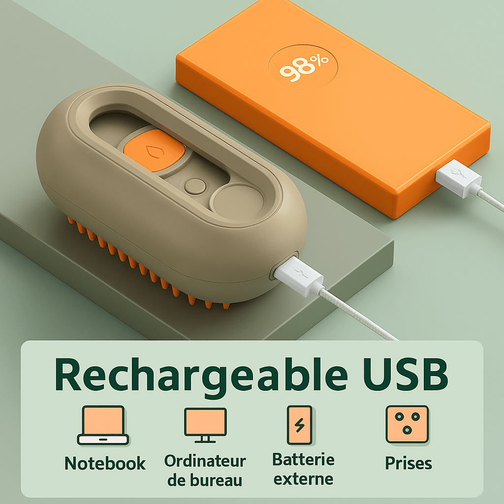 🐶🐱 SteamBrush™ - Brosse électrique 3 - en - 1 pour chiens & chats : toilettage, massage et vapeur nettoyante - FaciliCasa