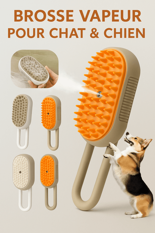 🐶🐱 SteamBrush™ - Brosse électrique 3 - en - 1 pour chiens & chats : toilettage, massage et vapeur nettoyante - FaciliCasa