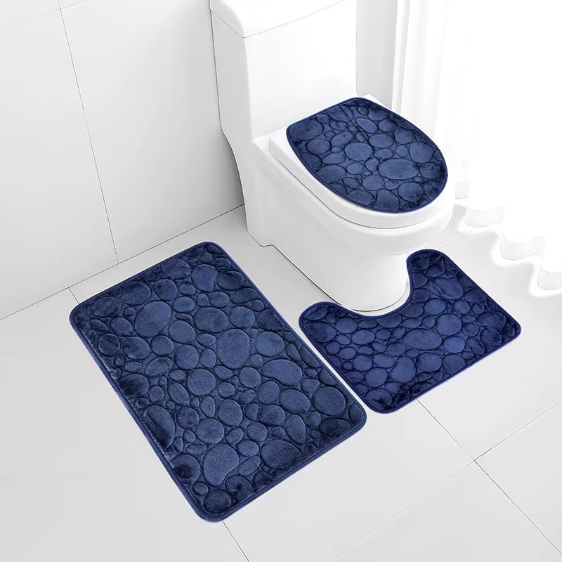 🛁 StoneSoft™ – Ensemble de Tapis de Bain 3 Pièces – Confort Antidérapant & Style Élégant - FaciliCasa