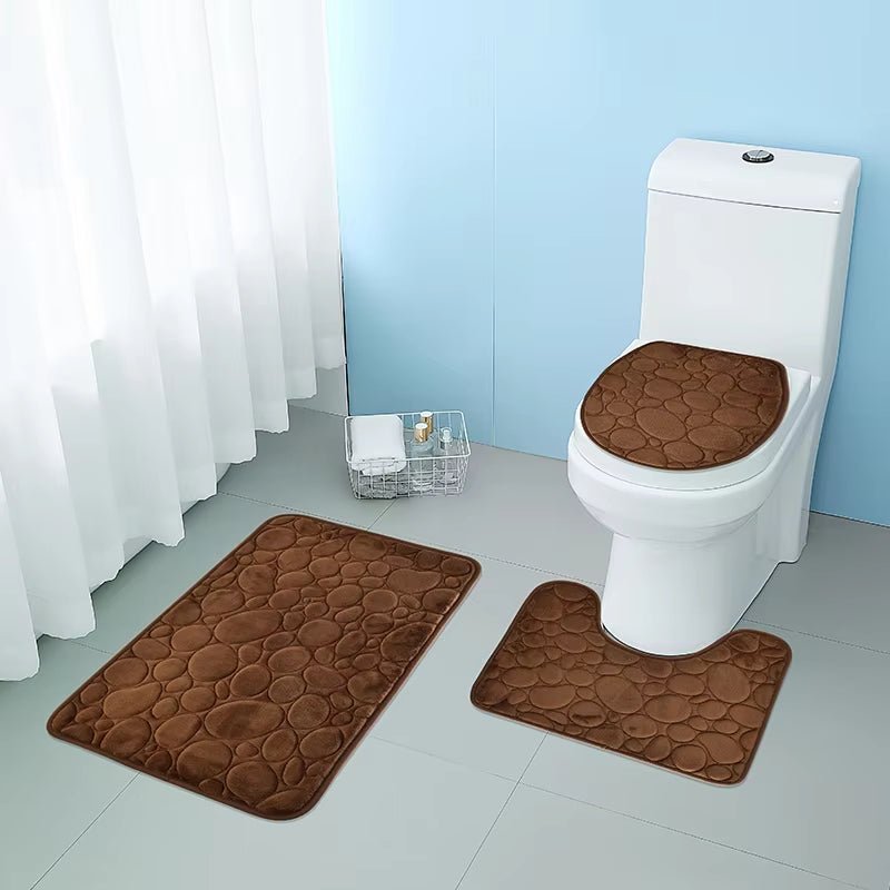 🛁 StoneSoft™ – Ensemble de Tapis de Bain 3 Pièces – Confort Antidérapant & Style Élégant - FaciliCasa