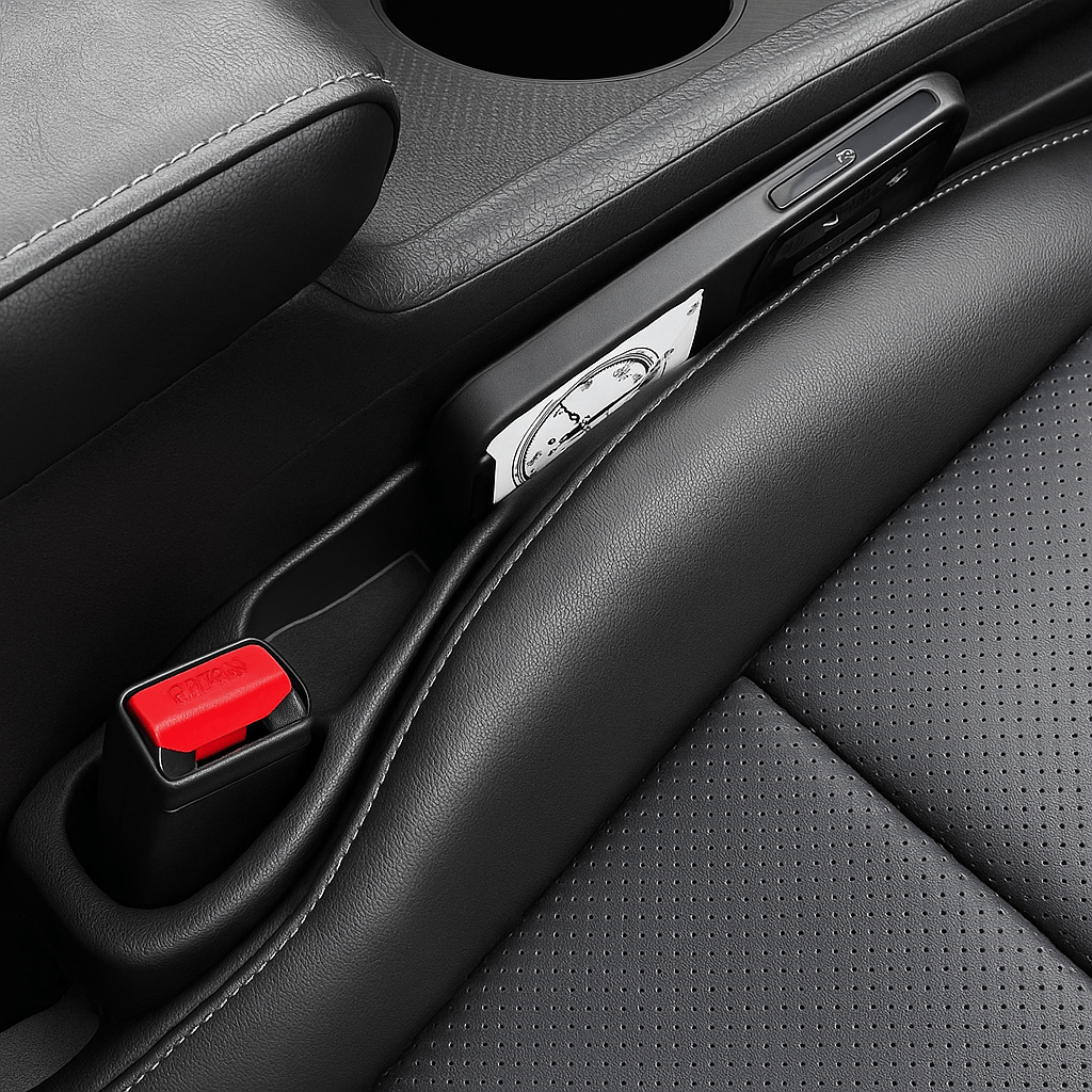 StopDrop Duo™ – Accessoire anti - perte voiture | Empêche la chute d’objets entre les sièges | Universel, Étanche, Facile à Installer - FaciliCasa