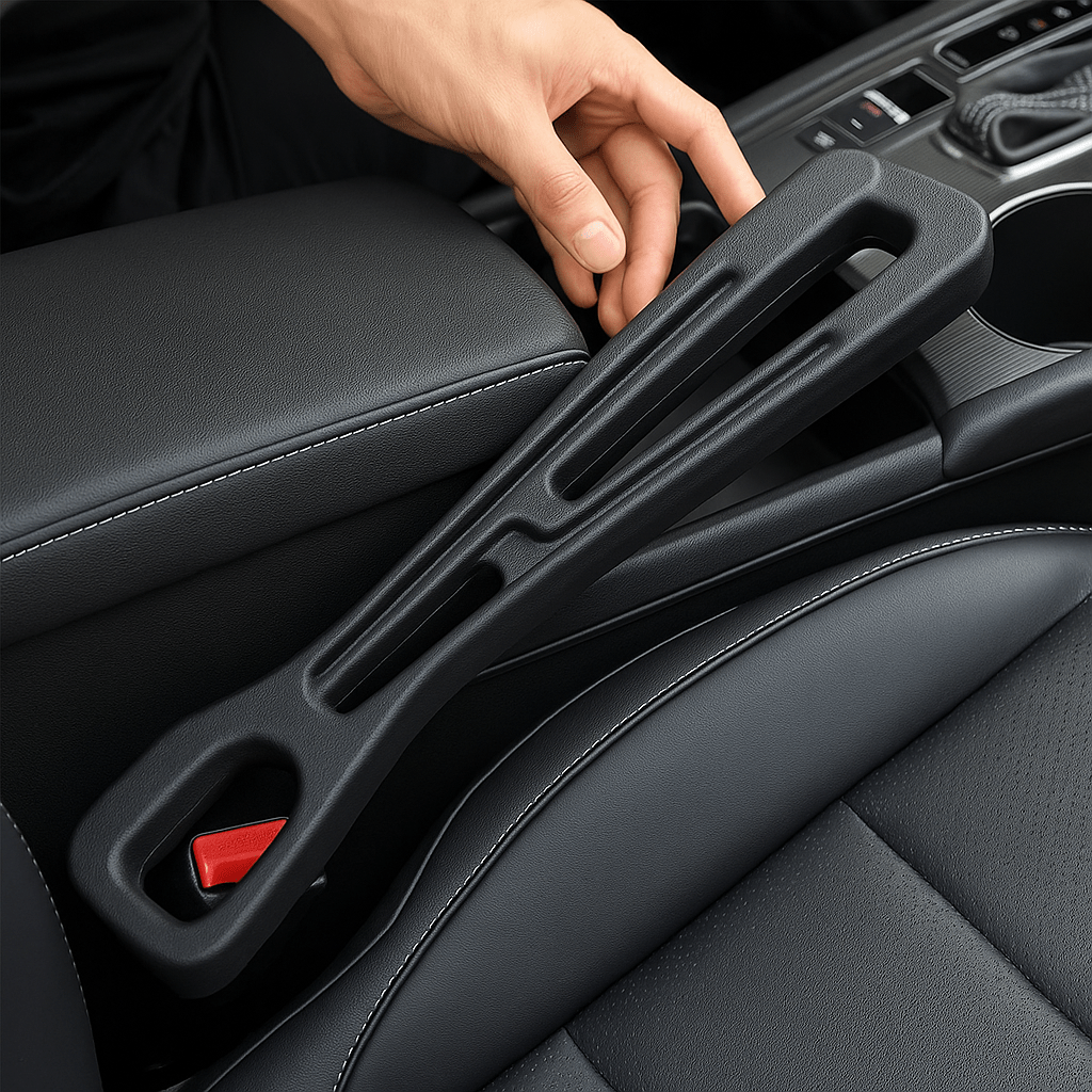 StopDrop Duo™ – Accessoire anti - perte voiture | Empêche la chute d’objets entre les sièges | Universel, Étanche, Facile à Installer - FaciliCasa