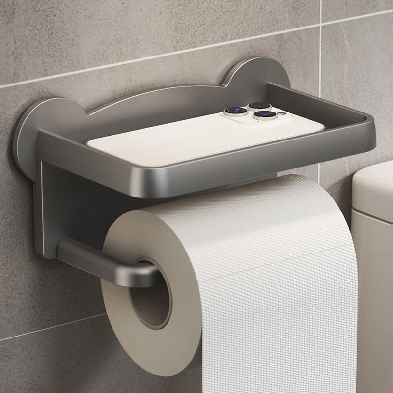 🛁 Toil’Smart™ – Le porte - papier toilette sans perçage avec support pour téléphone et objets - FaciliCasa