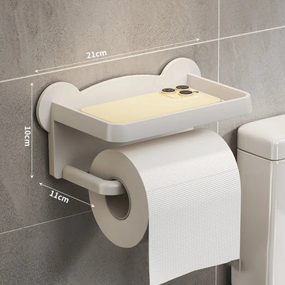 🛁 Toil’Smart™ – Le porte - papier toilette sans perçage avec support pour téléphone et objets - FaciliCasa