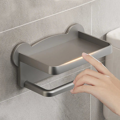 🛁 Toil’Smart™ – Le porte - papier toilette sans perçage avec support pour téléphone et objets - FaciliCasa