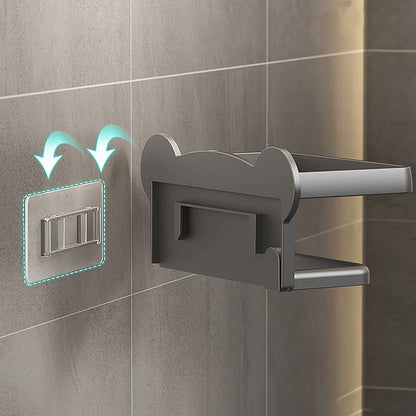 🛁 Toil’Smart™ – Le porte - papier toilette sans perçage avec support pour téléphone et objets - FaciliCasa