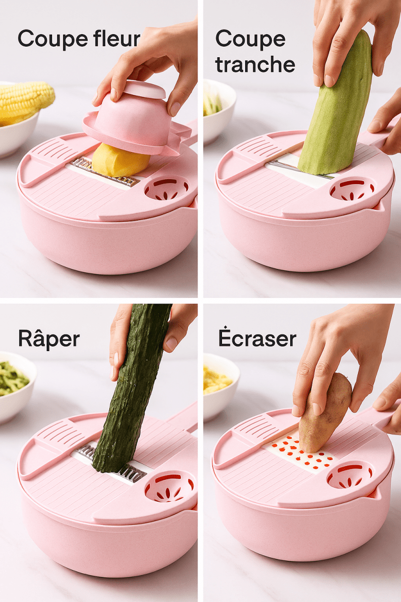 VeggiSlice™ – Hachoir Multifonction 9 - en - 1 pour une Cuisine Rapide, Saine et Sans Effort - FaciliCasa