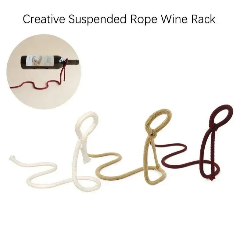 WineRope™ – Support Bouteille de Vin Illusion Flottante en Corde Tressée, Design Original et Élégant - FaciliCasa