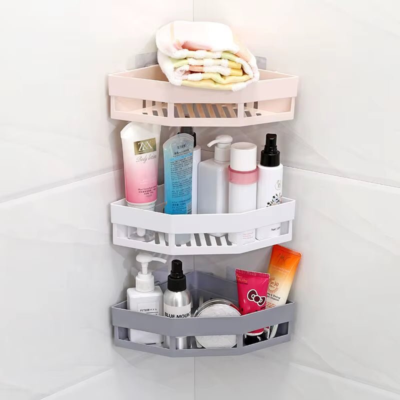 ZenCorner™ – Étagère d’angle murale sans perçage pour salle de bain et cuisine – Rangement adhésif étanche, design épuré, installation rapide - FaciliCasa