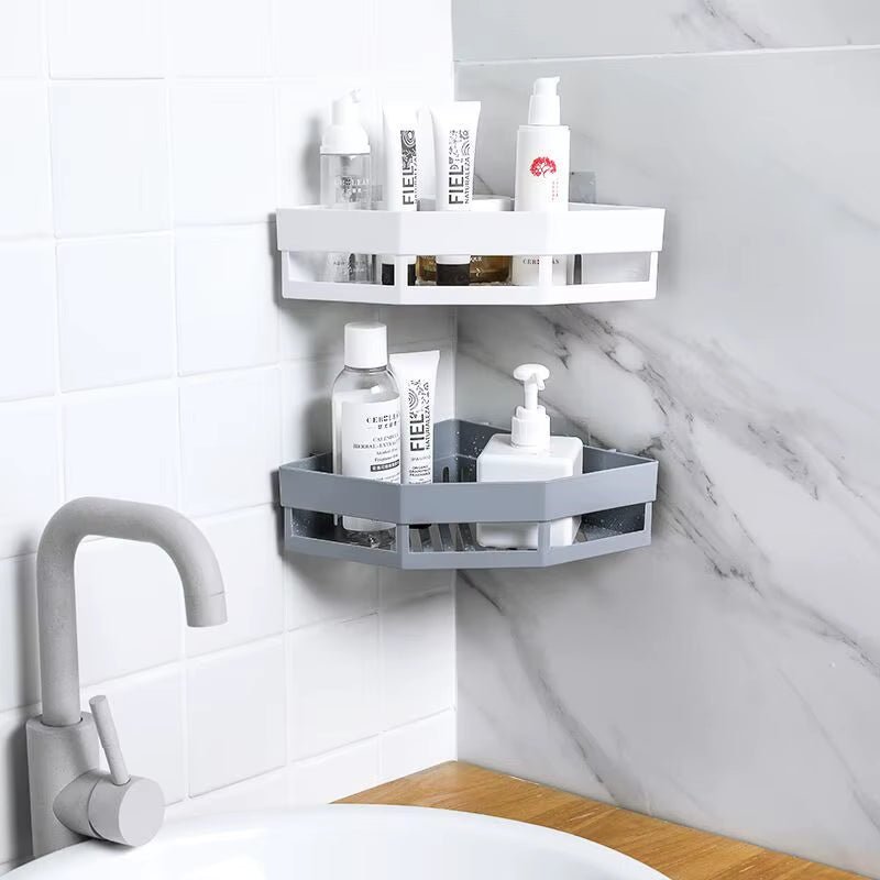ZenCorner™ – Étagère d’angle murale sans perçage pour salle de bain et cuisine – Rangement adhésif étanche, design épuré, installation rapide - FaciliCasa