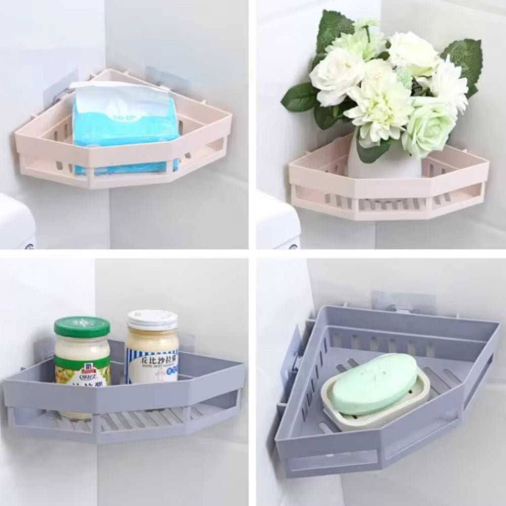ZenCorner™ – Étagère d’angle murale sans perçage pour salle de bain et cuisine – Rangement adhésif étanche, design épuré, installation rapide - FaciliCasa